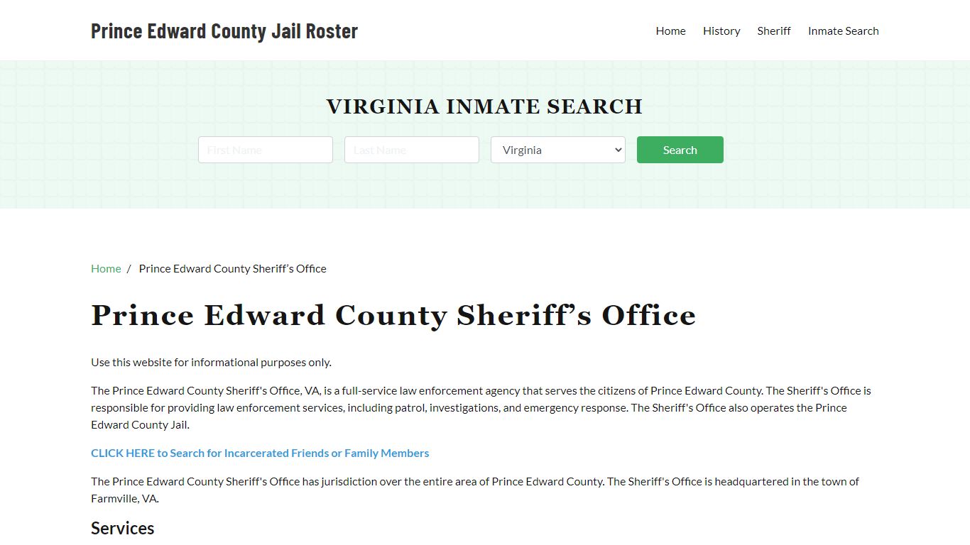 Prince Edward County Sheriff Office, VA, Arrest Warrants Search